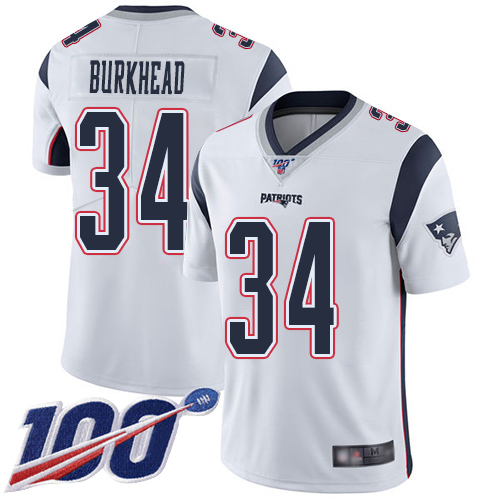 New England Patriots Football 34 Vapor Untouchable 100th Season Limited White Men Rex Burkhead Road NFL Jersey